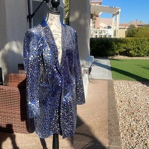 Cute Ellie Tahaei Blue flowered Coat Small